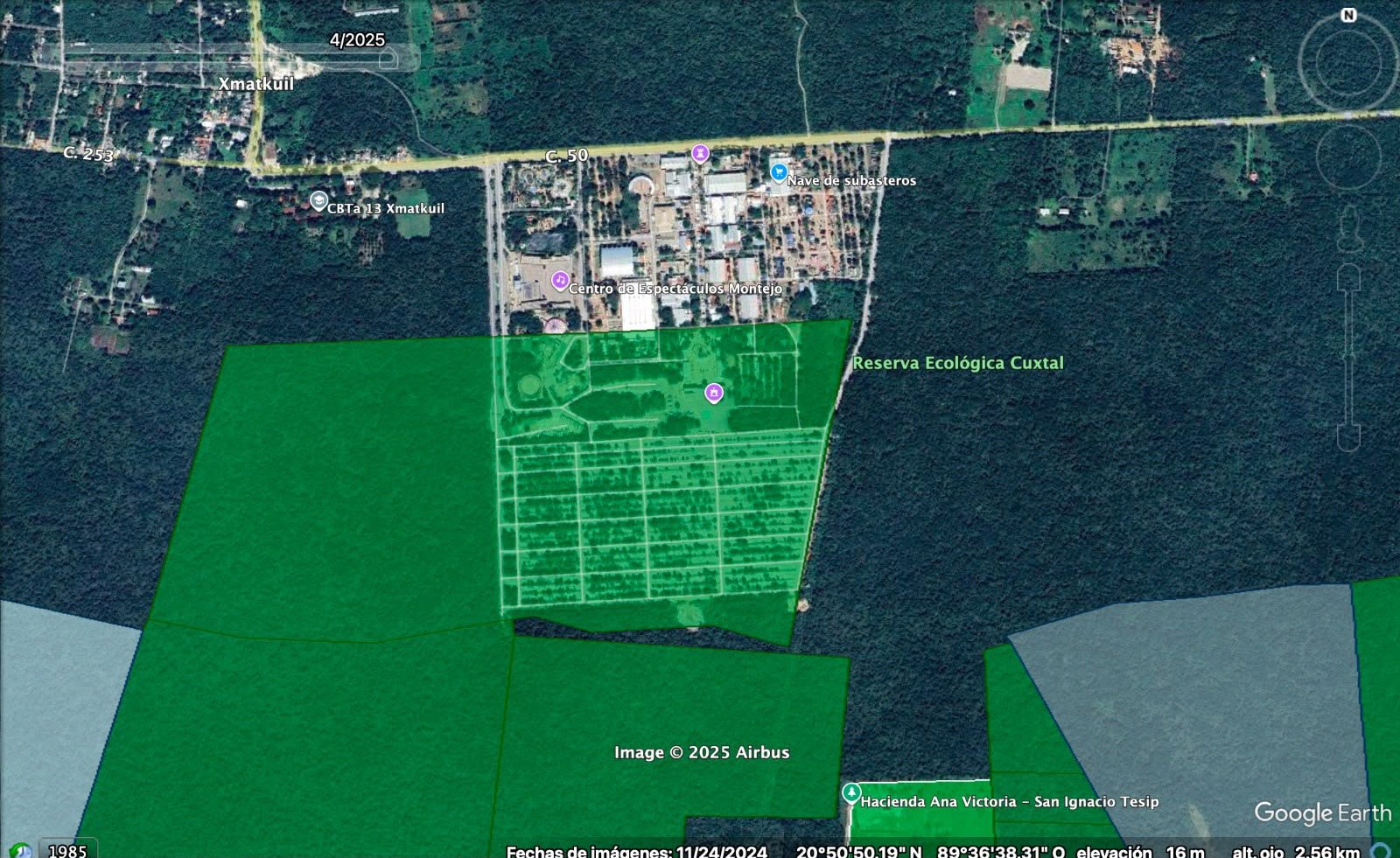Plano de expropiación y ocupación de las tierras del ejido de Dzununcán.